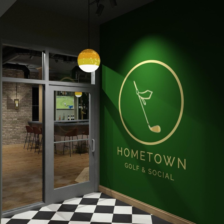 hometown golf and social logo by door