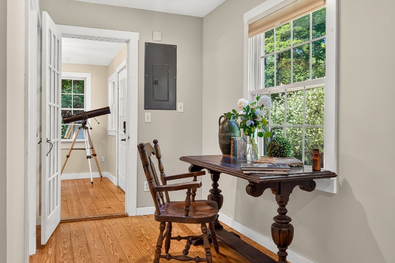 desk area and telescope