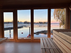 inside a floating sauna