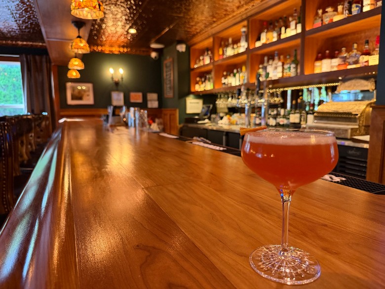cocktail on the wooden bar