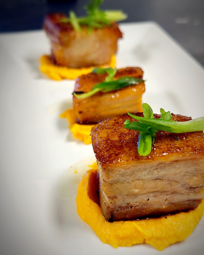 food on a plate separated in three