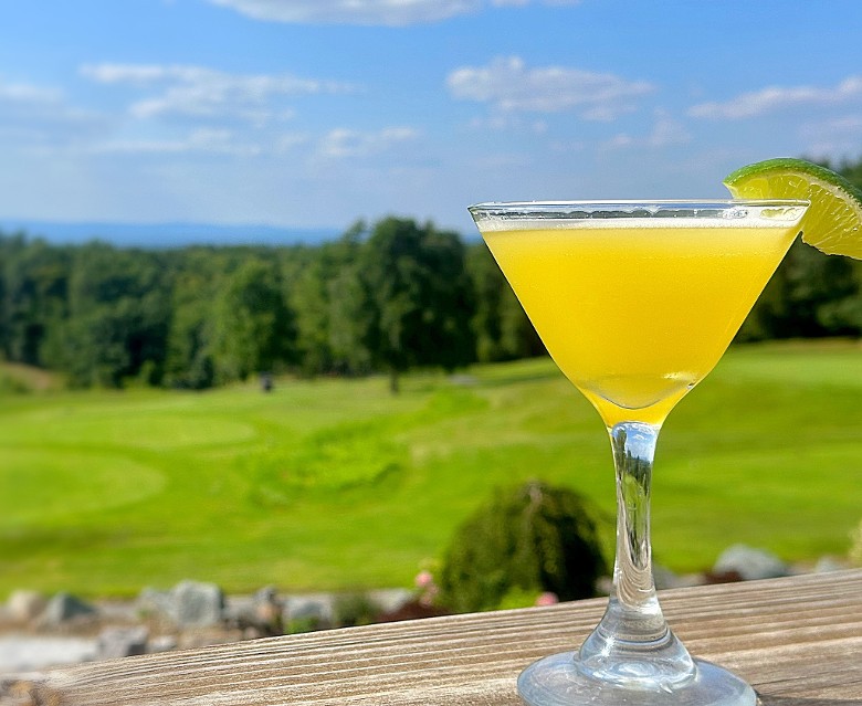 cocktail glass on deck