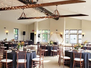 banquet space with tables and chairs