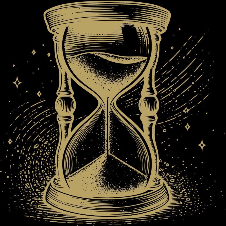 an hourglass logo