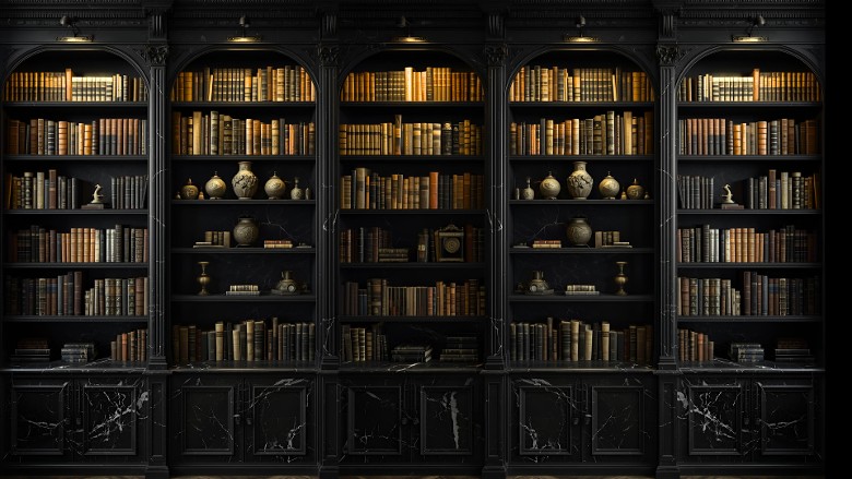 a creepy bookshelf