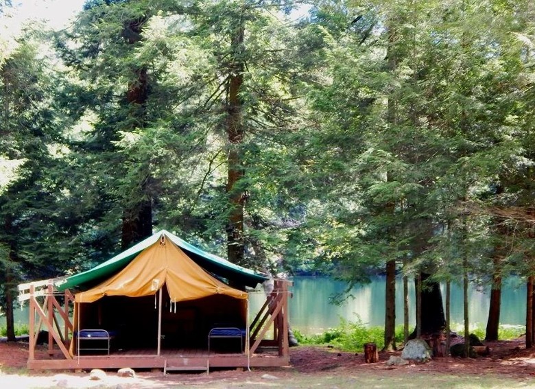 front view of a platform tent
