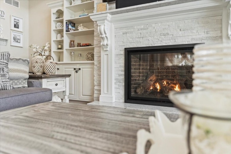 fire in fireplace