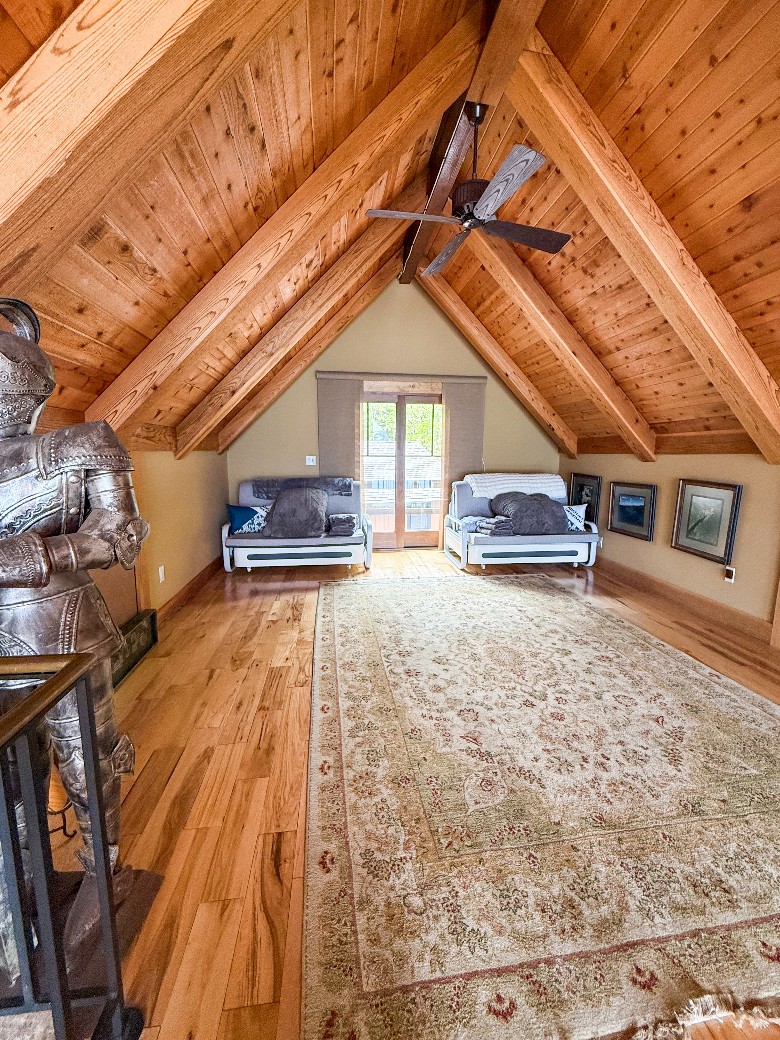 Loft Sleeping Area with two small sized double pullouts.