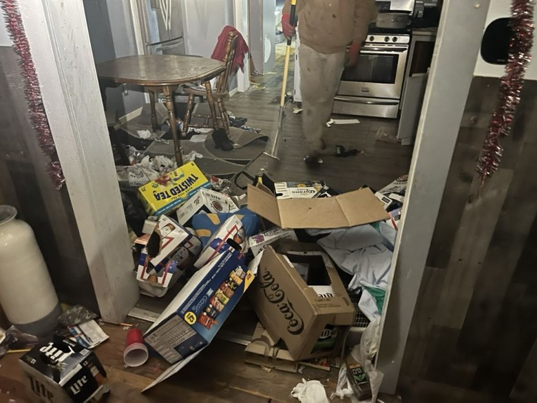 house with junk on the floor