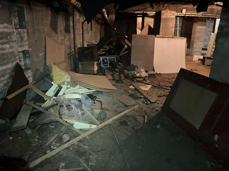room filled with debris