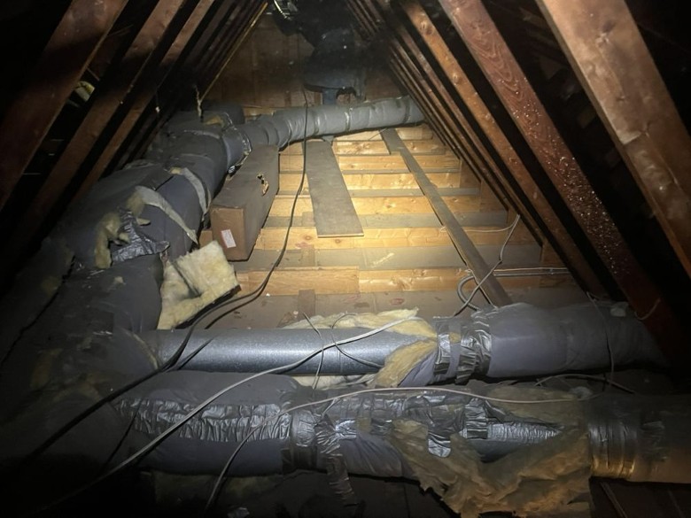 crawl space with debris