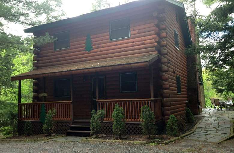 exterior of a log cabin