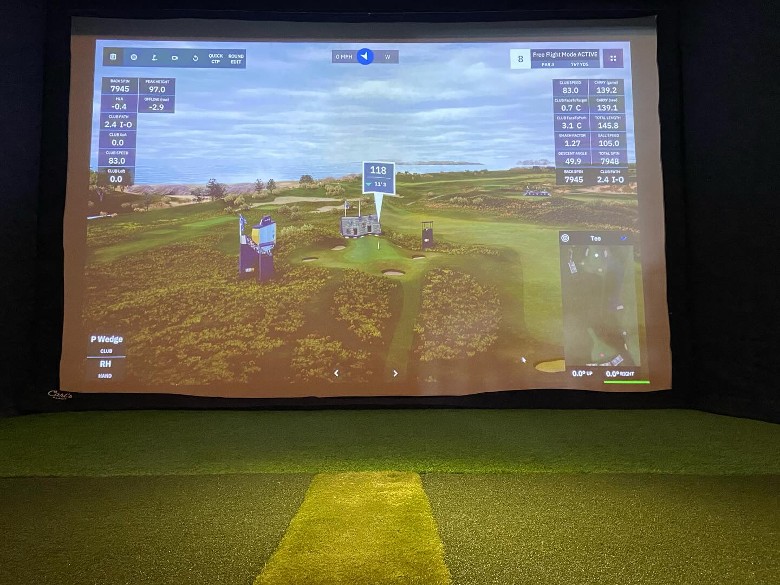 an indoor golf simulator