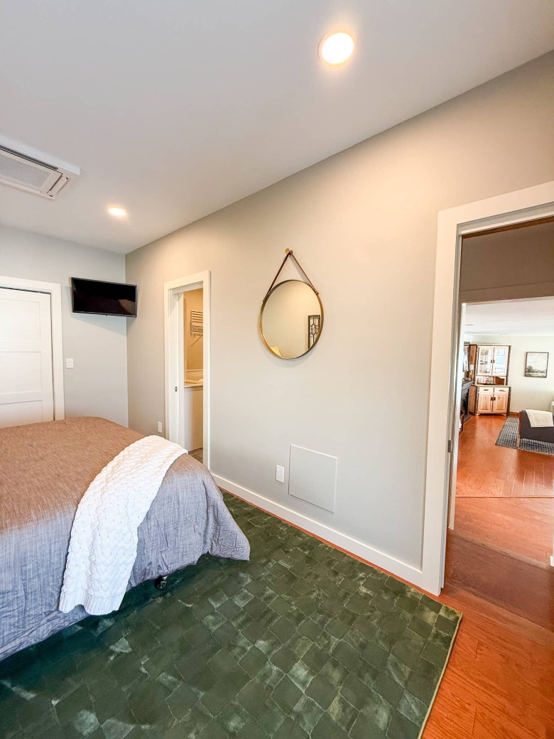 bedroom facing the doorways