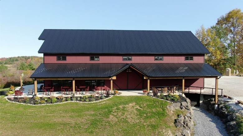 side view of a barn wedding venue