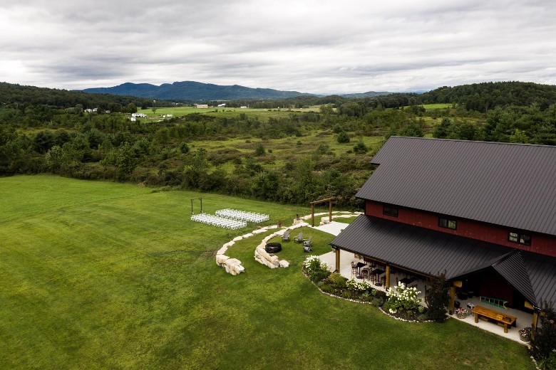 side view of a barn wedding venue