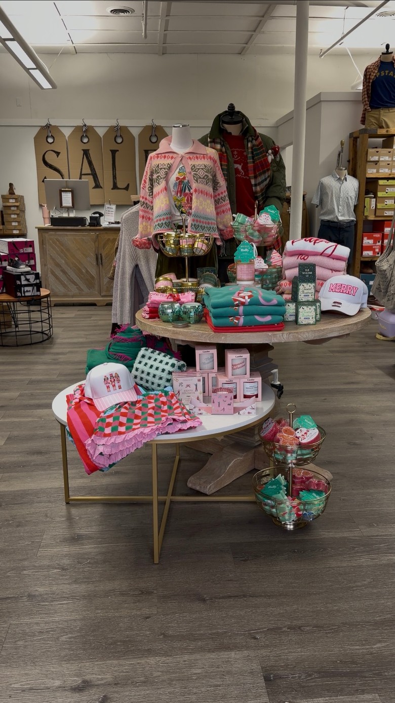 store display with sweaters