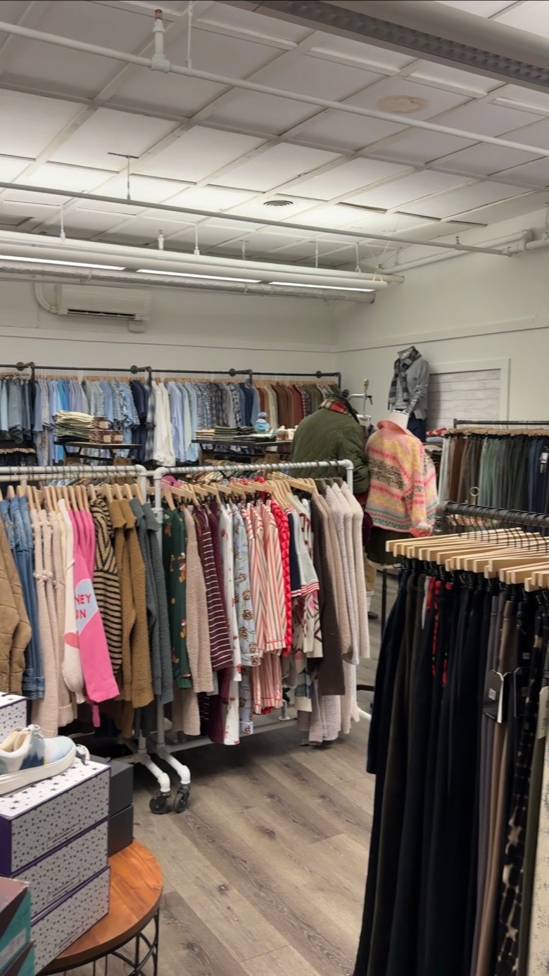 shirt rack in a store