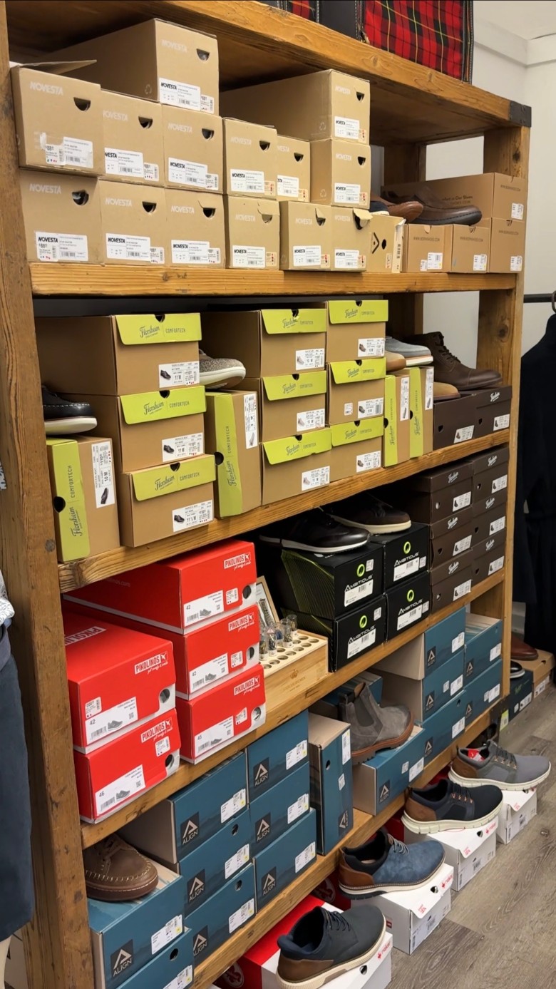 shoe boxes in a store