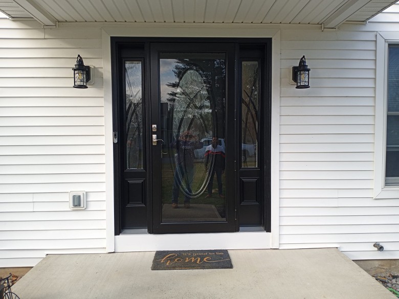black frame and glass door in a house