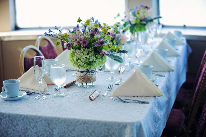 table set up for wedding