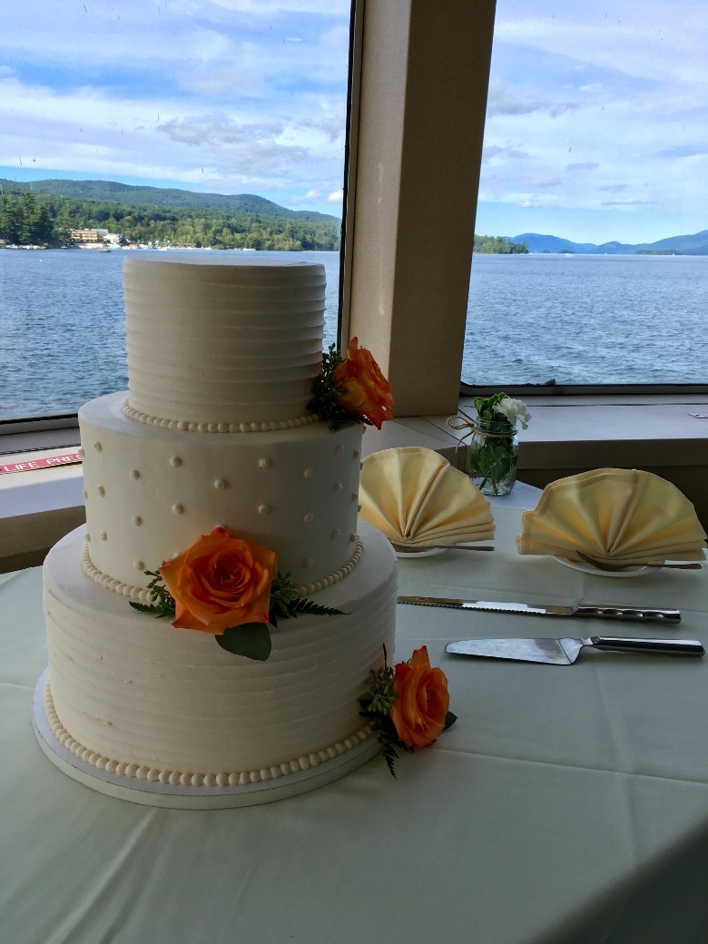 wedding cake on boat
