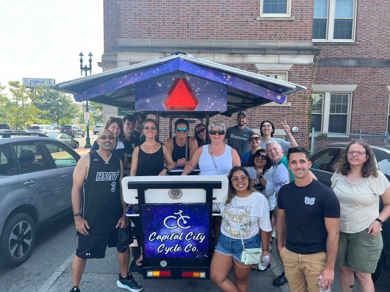 Customers with the bike