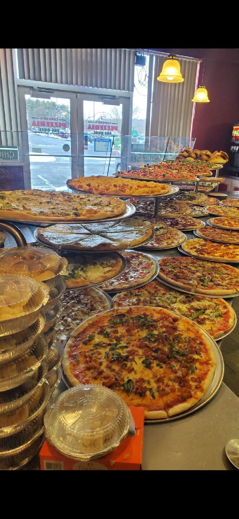 pizza on display