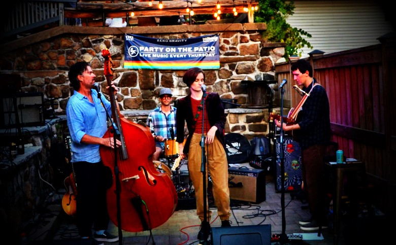 a small band on a patio