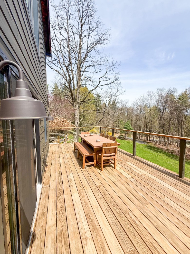 patio deck with a table