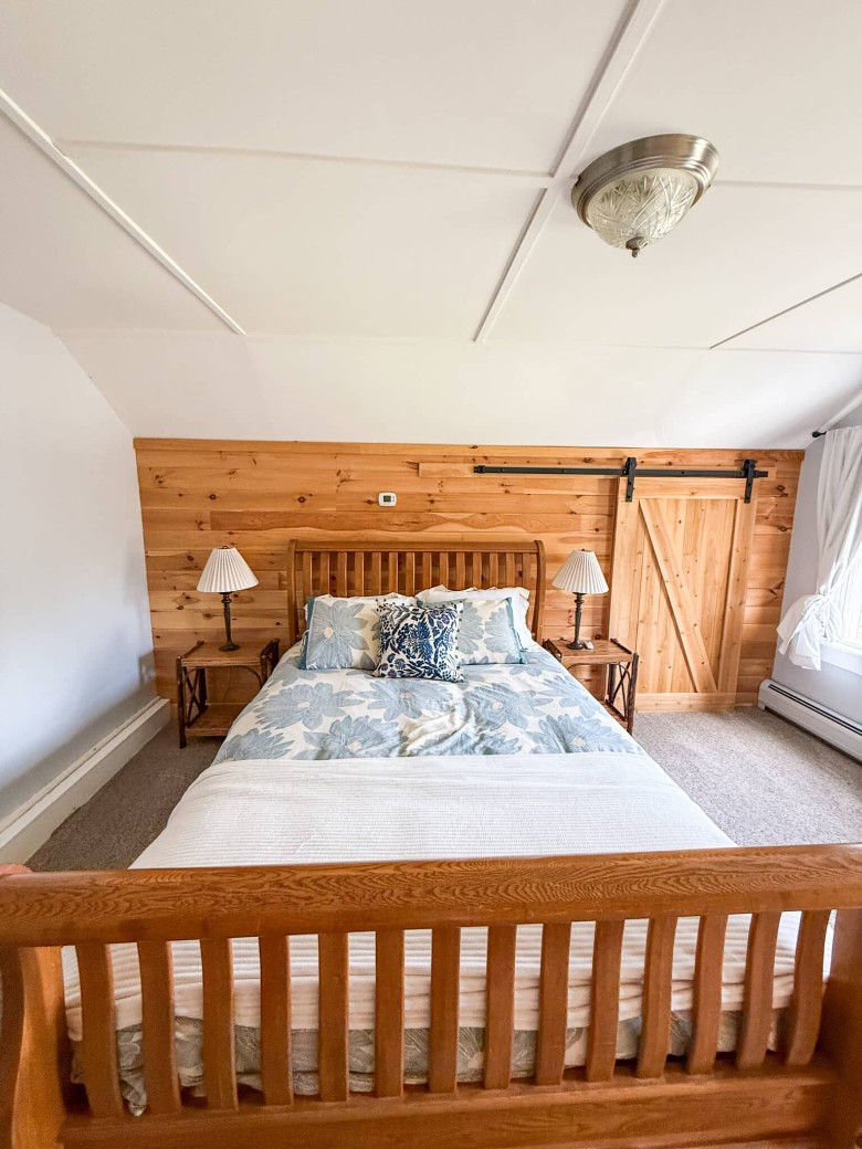 a bed in a small bedroom