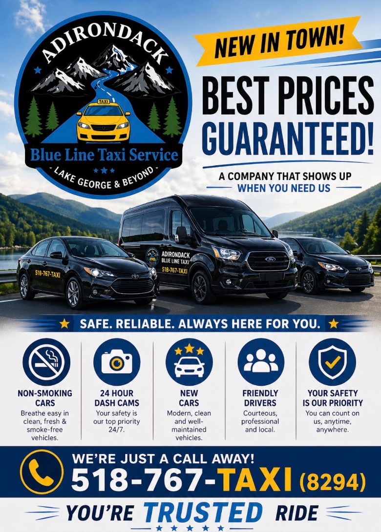 adirondack blue line taxi ad