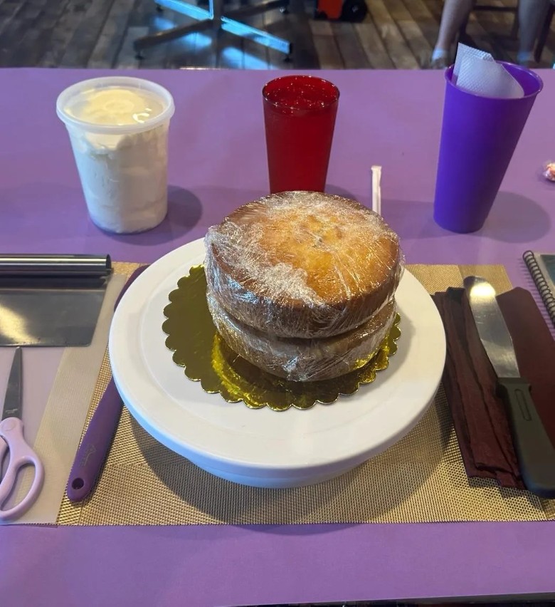 a cake wrapped up in saran wrap