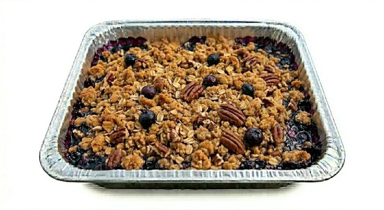 tray of blueberry crisp