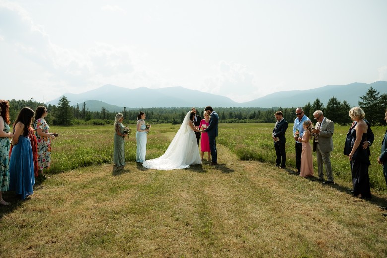 wedding party on field