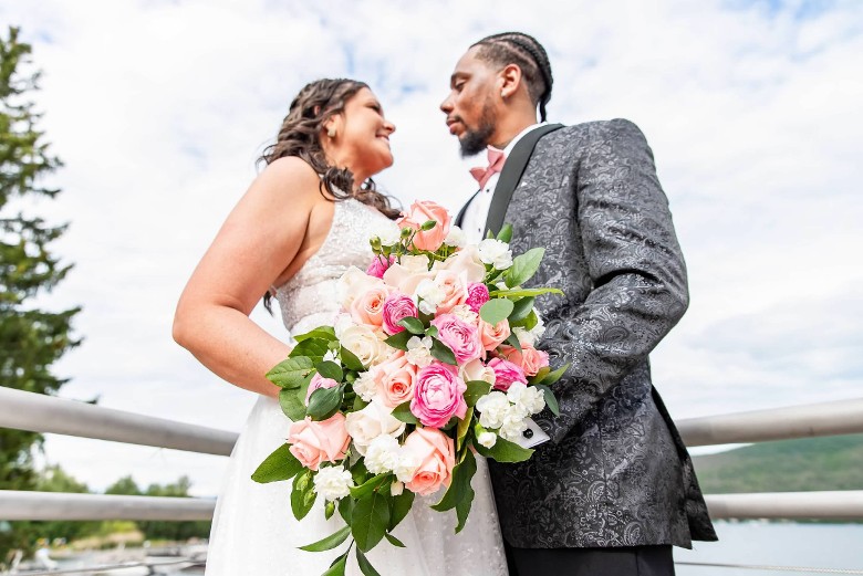 bride and groom together