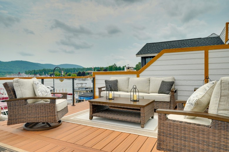 patio deck with seating and a table