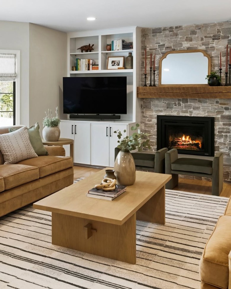 living room area with fire