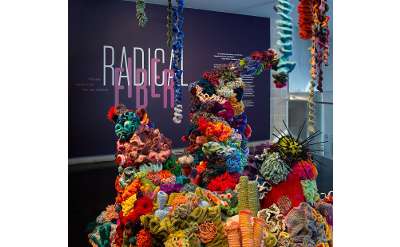 Installation view, "Radical Fiber: Threads Connecting Art and Science," Tang Teaching Museum, 2022