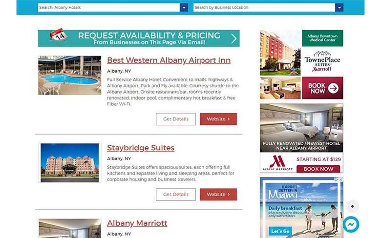list of lodging properties on albany.com