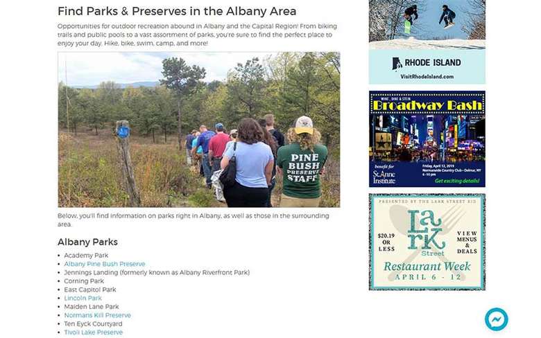parks page on albany.com