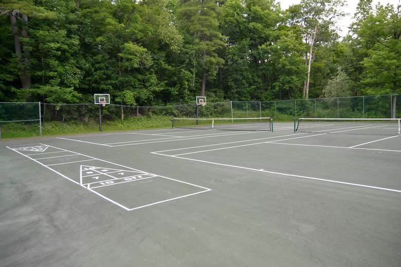 tennis court and shuffleboard court