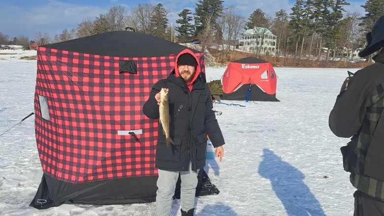 ice fisherman and tent