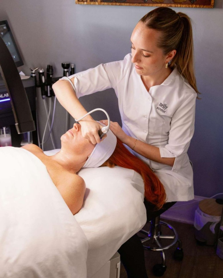 woman receiving skincare service
