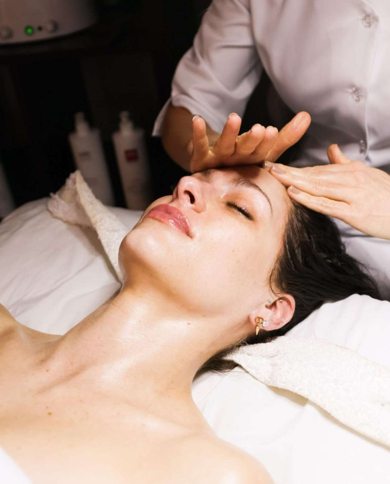woman receiving skincare service