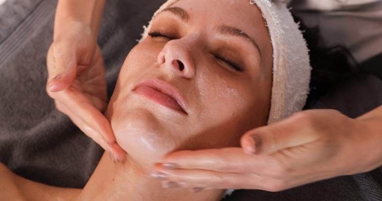 woman receiving a facial