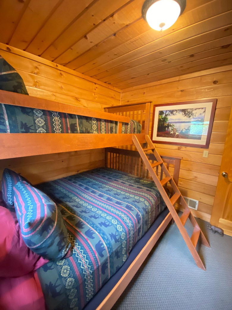 Queen Bed with Twin Bunk in our Traditional Lodge