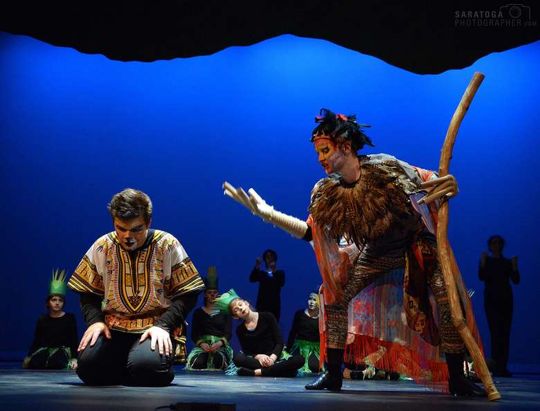two actors portraying characters in the lion king