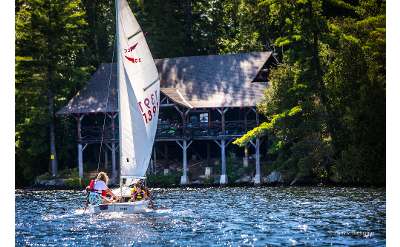 Sailing towards the Boathouse (where the Junior Leadership Campers reside)