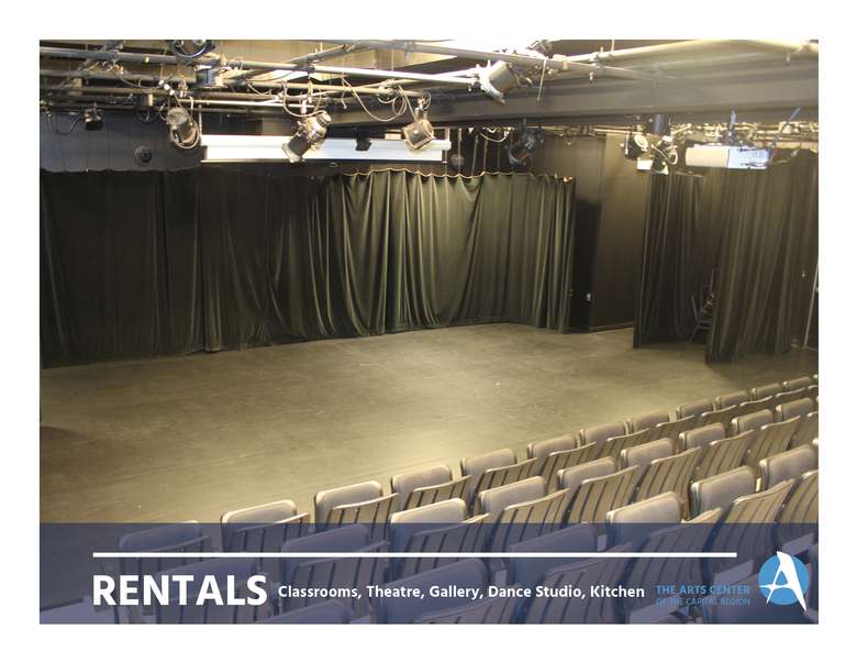 Large theatre room labeled rentals